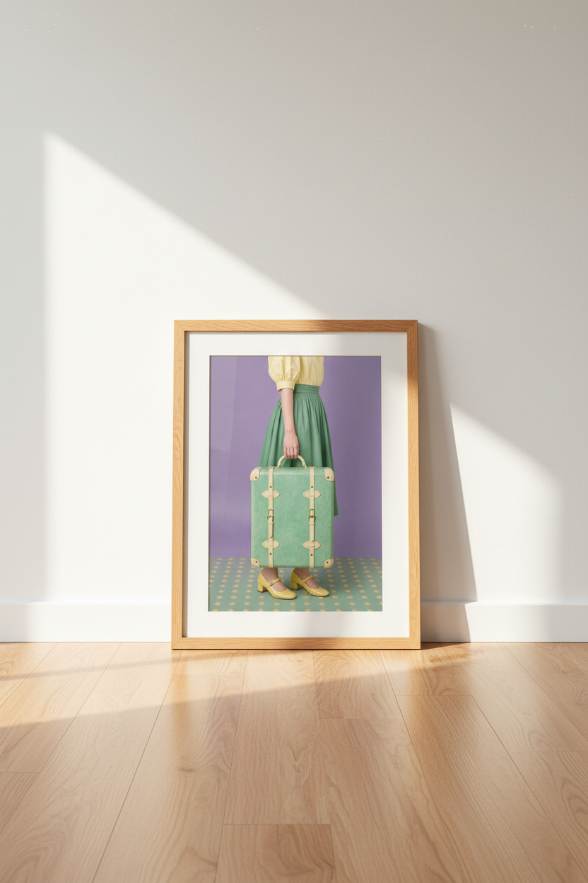 Travel Luggage Wall Art Print | Living Room Decor | Pastel Poster