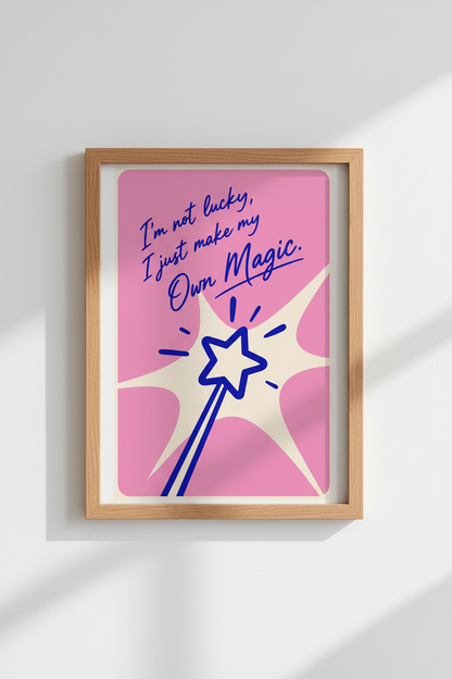 Preppy Pink Wall Art | Magic Wand Quote Poster, Aesthetic Dorm &amp; Girl Room Decor