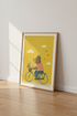 Bear on Bicycle Art | Whimsical Nursery Decor, Yellow Animal Poster