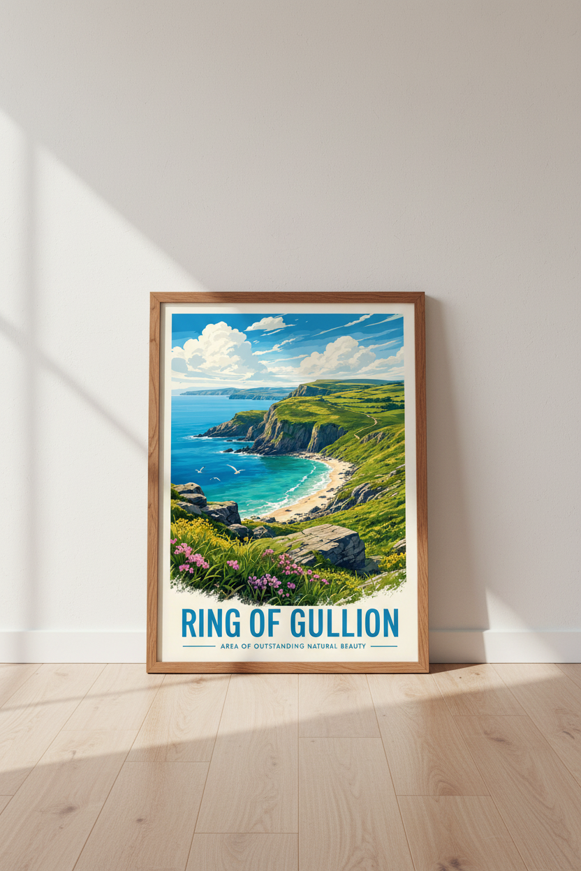 Ring of Gullion Travel Poster | Coastal Landscape Wall Art, Irish Nature Decor