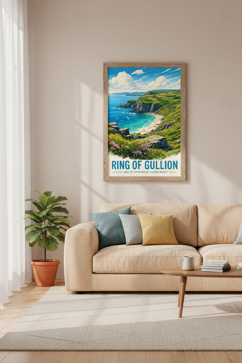 Ring of Gullion Travel Poster | Coastal Landscape Wall Art, Irish Nature Decor