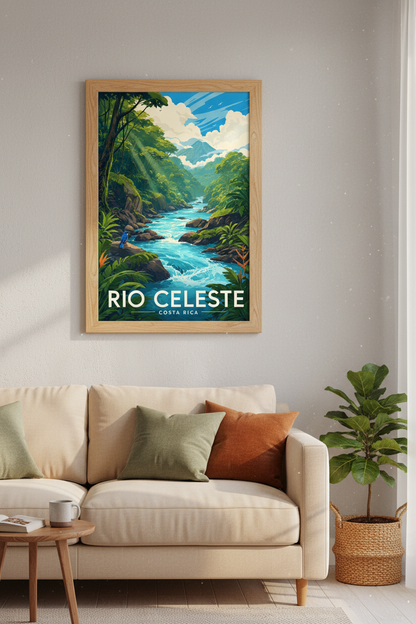 Rio Celeste Costa Rica Art | Tropical Rainforest Print, Nature Travel Poster