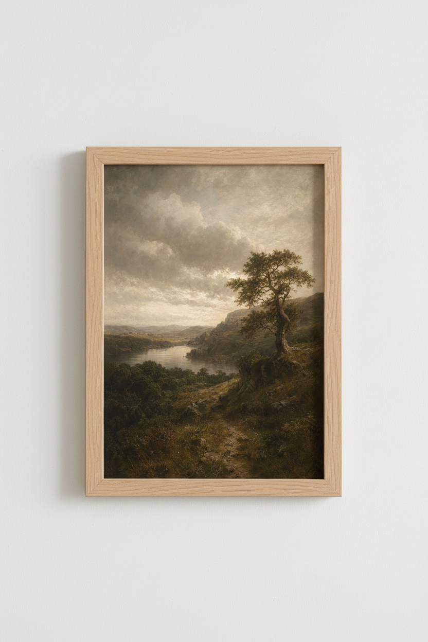 Romantic Landscape | Muted Sepia Tones, Meadow Vista, Living Room Decor