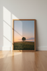 Lone Tree Landscape Art | Sunset Gold & Blue, Zen Living Room Decor
