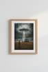 alien abduction art | Surreal moody wall print, living room decor | Night poster