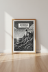 Acadia National Park Wall Art | Maine Lighthouse Woodcut Print, Coastal Office Decor