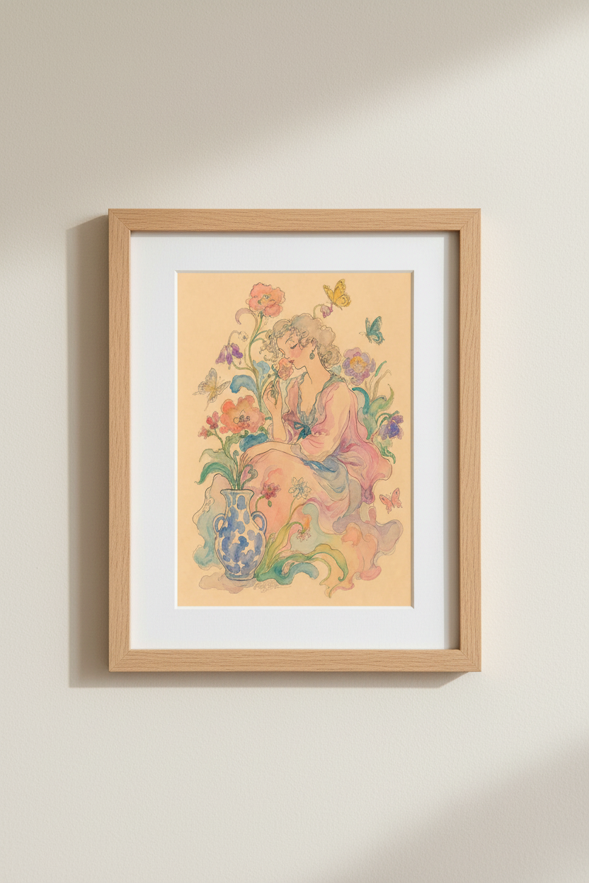 Floral Art Print | Watercolor Pastels, Living Room Decor