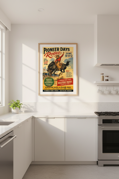 Rodeo Wall Art Print | Living Room Decor | Retro Poster