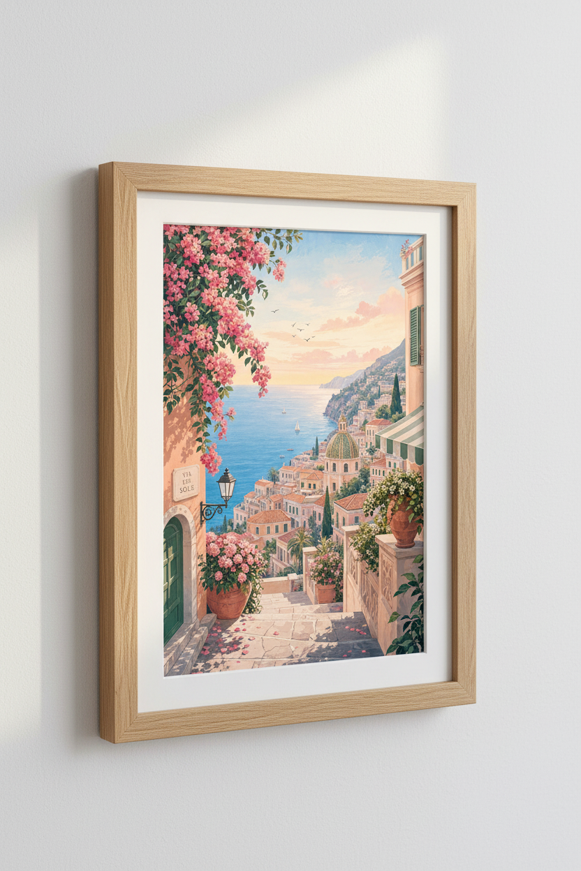 Amalfi Coast Italy Art Print | Mediterranean Landscape, Coastal Home Decor