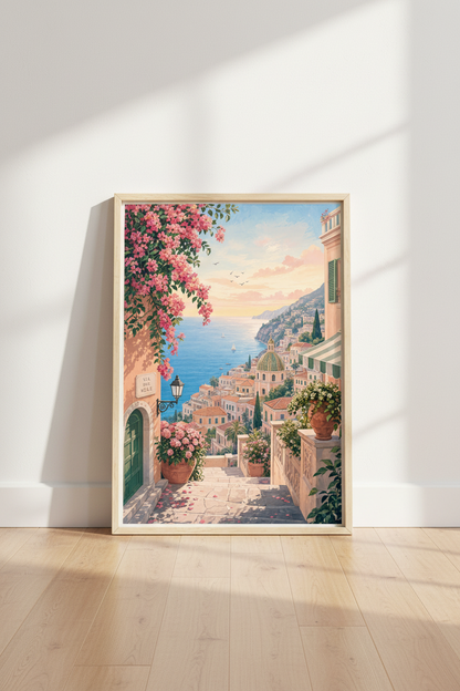 Amalfi Coast Italy Art Print | Mediterranean Landscape, Coastal Home Decor