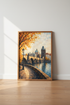 Prague Charles Bridge Wall Art | Geometric Low Poly Poster | Modern Fall Decor