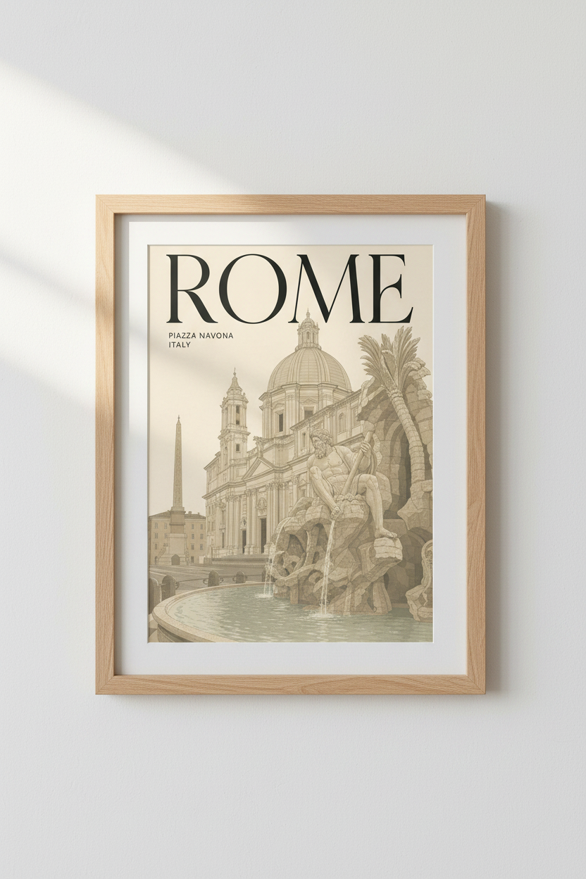 Modern Rome Wall Art Print | Living Room Decor | Classic Travel Poster