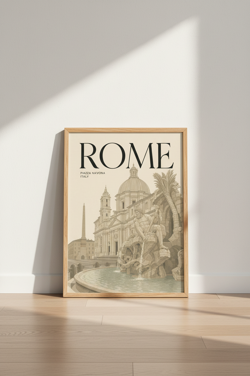 Modern Rome Wall Art Print | Living Room Decor | Classic Travel Poster
