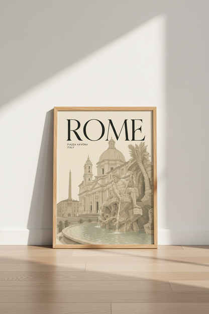 Modern Rome Wall Art Print | Living Room Decor | Classic Travel Poster