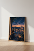 Rome Balcony Night Wall Art | Starry Sky Italy Poster | Cozy Reading Nook Decor