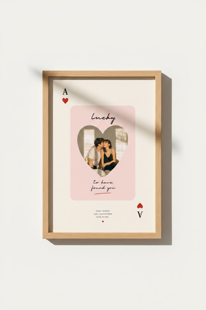 Custom Photo Love Card Wall Art Print | Romantic Playing Card Poster, Anniversary Gift