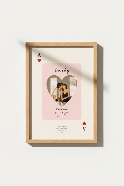 Custom Photo Love Card Wall Art Print | Romantic Playing Card Poster, Anniversary Gift