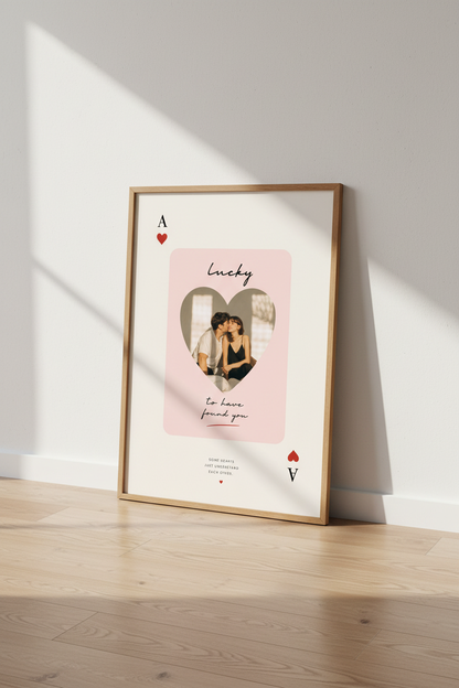 Custom Photo Love Card Wall Art Print | Romantic Playing Card Poster, Anniversary Gift