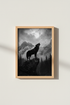 Wolf Wall Art Print | Dark Forest Moody Landscape | Black and White Nature Poster