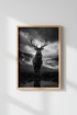 Rustic Stag Wall Art | Black and White Deer Print, Moody Mountain Cabin Poster
