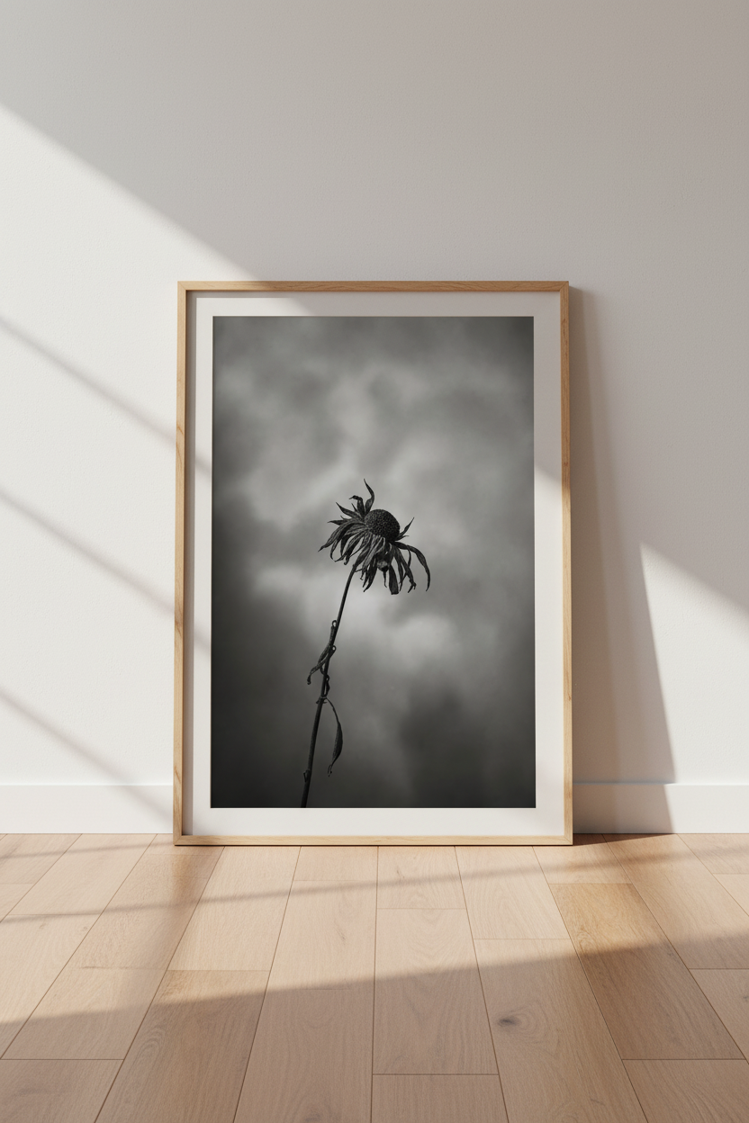 Moody Floral Wall Art | Black and White Flower Photography, Gothic Home Decor