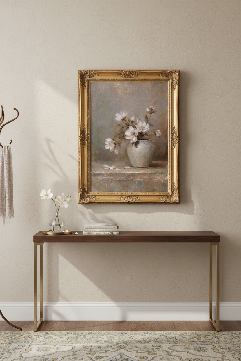 Botanical Wall Art | Soft floral tones, living room decor | Vintage-style poster