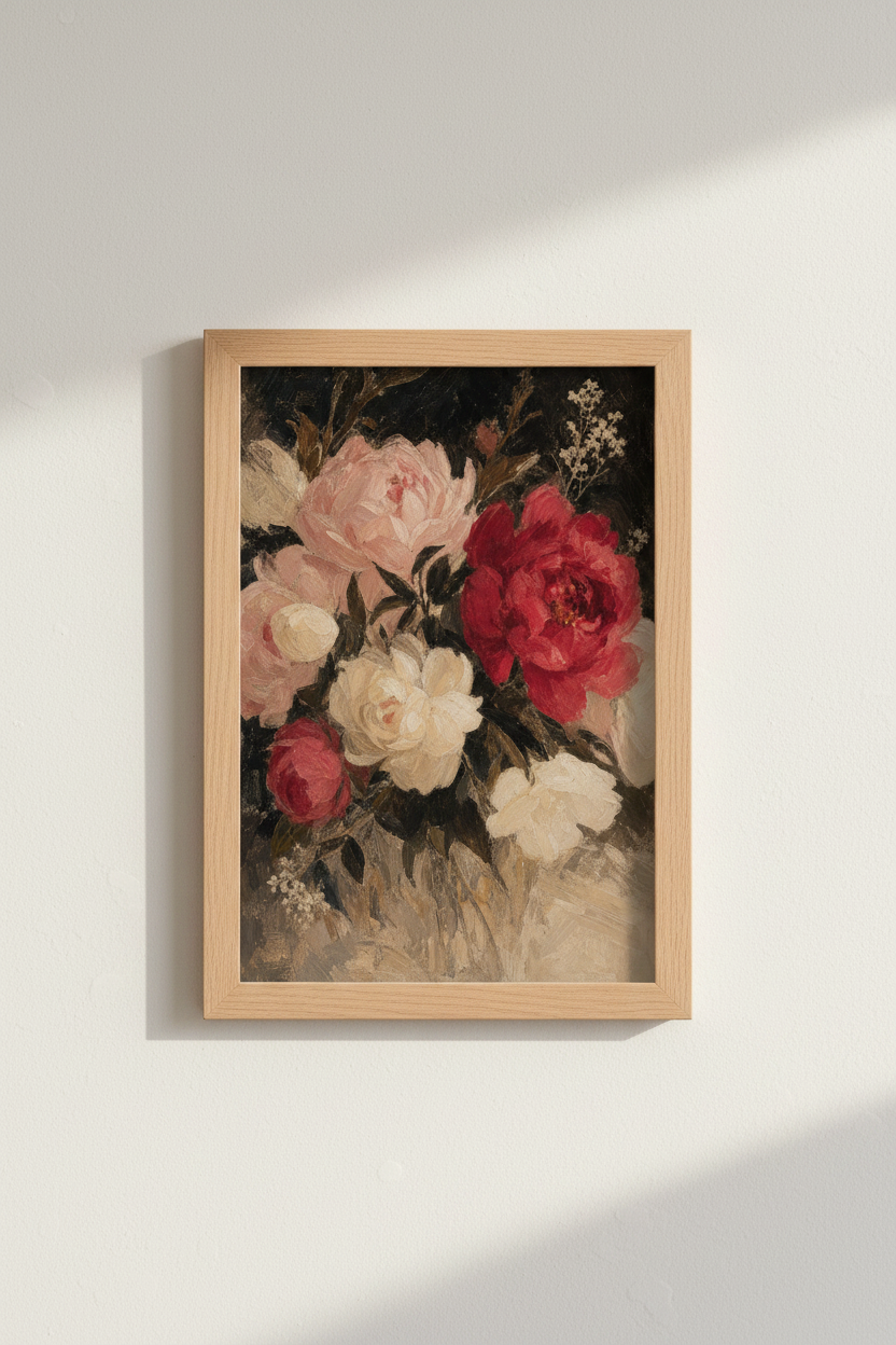 Romantic Floral Wall Art Print | Living Room Decor | Moody Poster