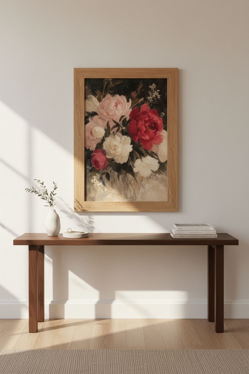 Romantic Floral Wall Art Print | Living Room Decor | Moody Poster
