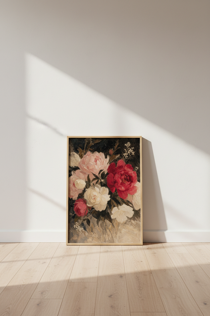 Romantic Floral Wall Art Print | Living Room Decor | Moody Poster
