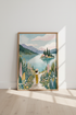 Mountain Lake Landscape Art | Pastel Botanical Print, Serene Nature Decor