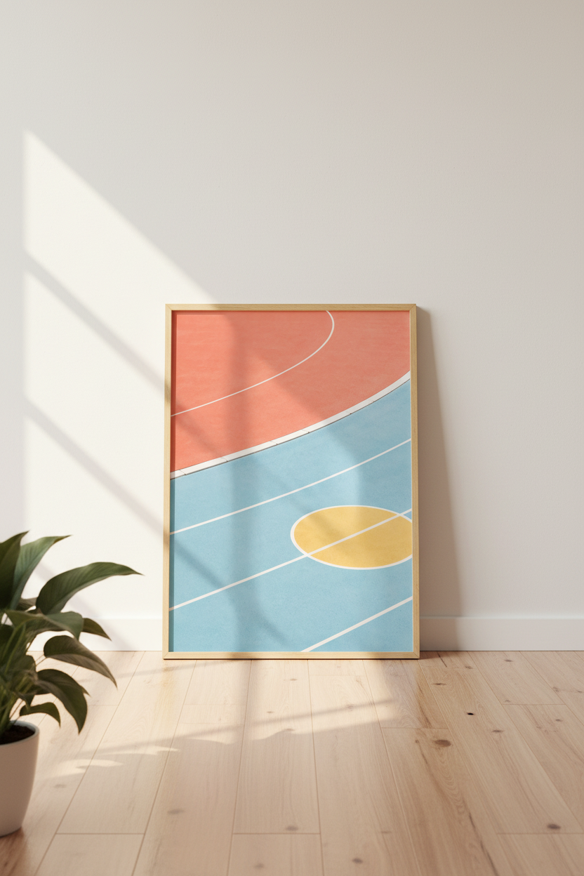Abstract wall art | Geometric tones, pastel decor | Living room poster