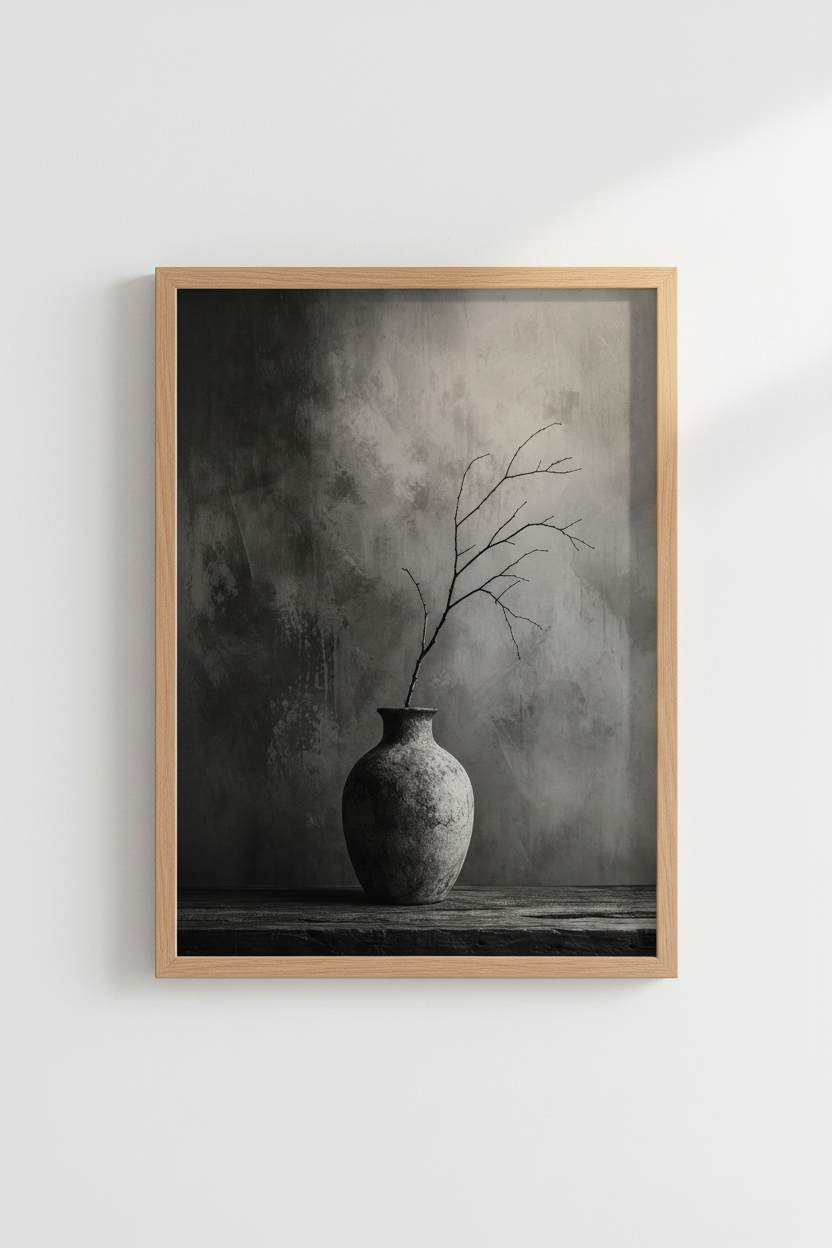 Wabi Sabi Wall Art | Minimalist Vase Print, Rustic Zen Home Decor Poster