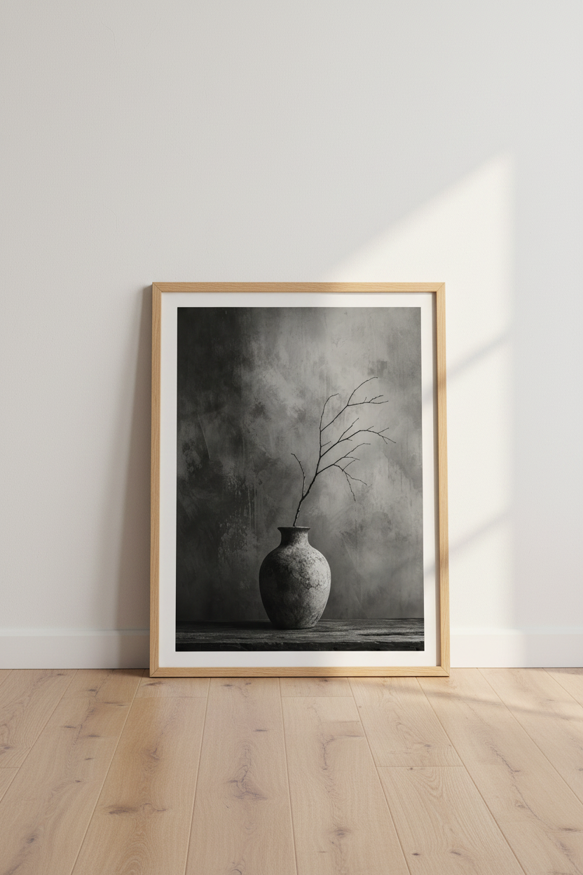 Wabi Sabi Wall Art | Minimalist Vase Print, Rustic Zen Home Decor Poster