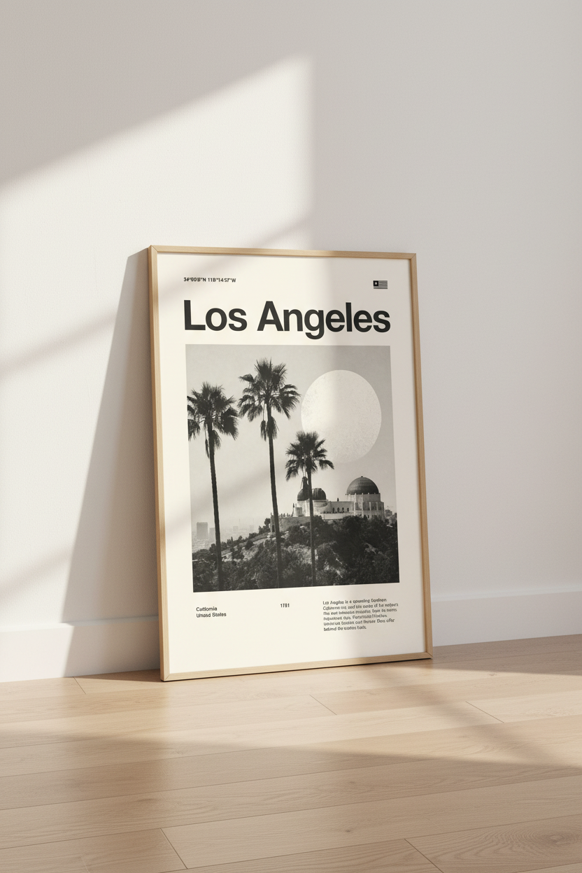 Los Angeles | Griffith Observatory Vintage Travel Poster, California Wall Art Print