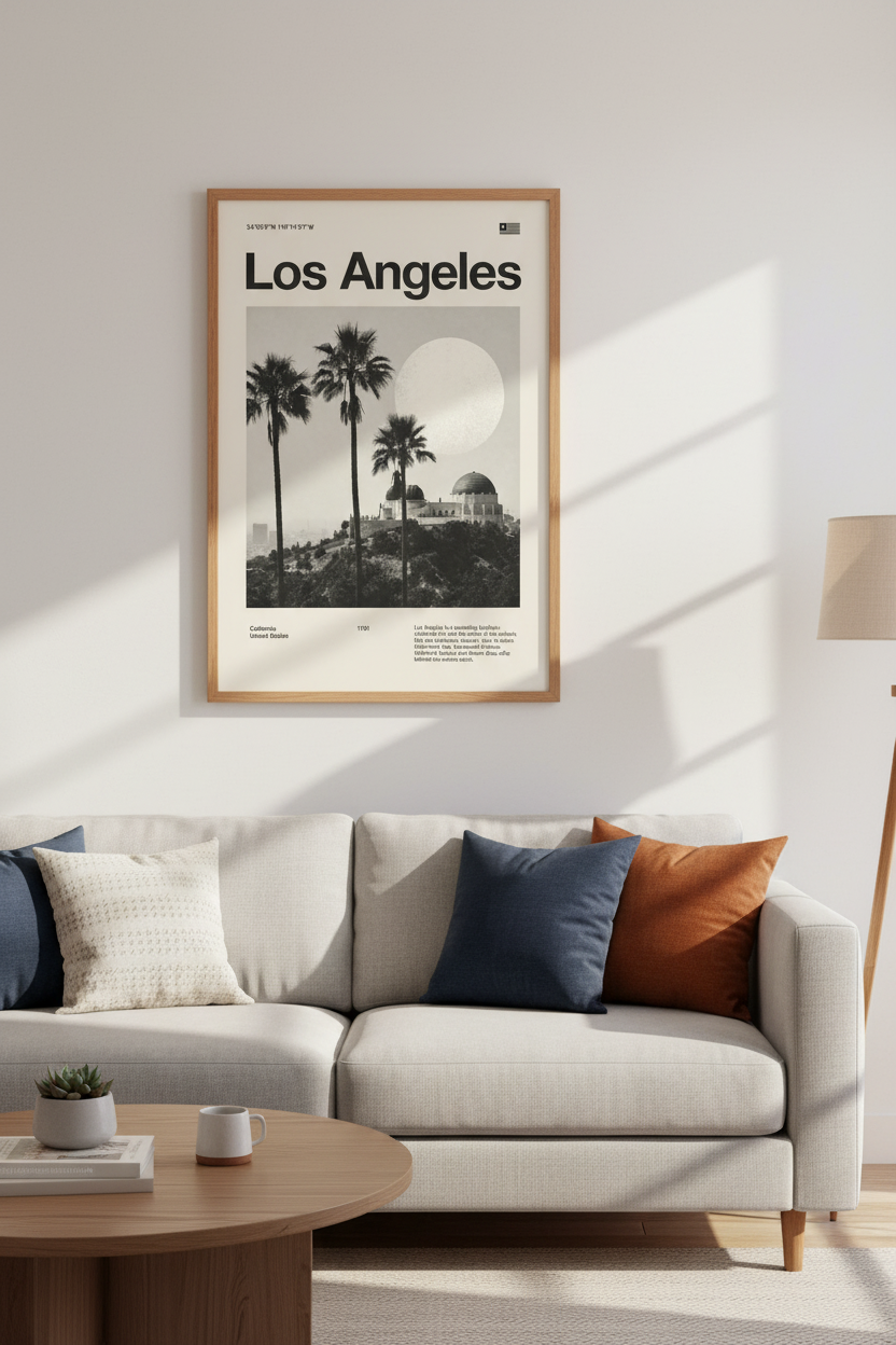 Los Angeles | Griffith Observatory Vintage Travel Poster, California Wall Art Print