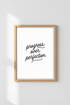 Progress Over Perfection Quote Print | Office Wall Art, Minimalist Typographic Poster