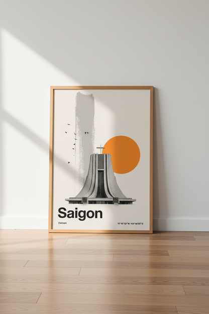 Saigon Vietnam Architecture Wall Art | Modern Minimalist Poster | Office Decor
