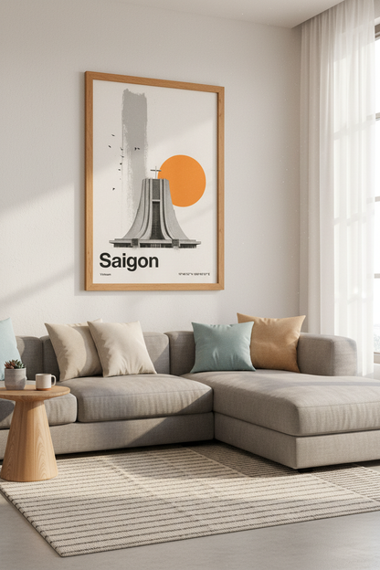 Saigon Vietnam Architecture Wall Art | Modern Minimalist Poster | Office Decor