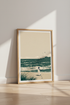 Minimalist Coastal Beach Wall Art | Teal Ocean Poster | Modern Japandi Decor