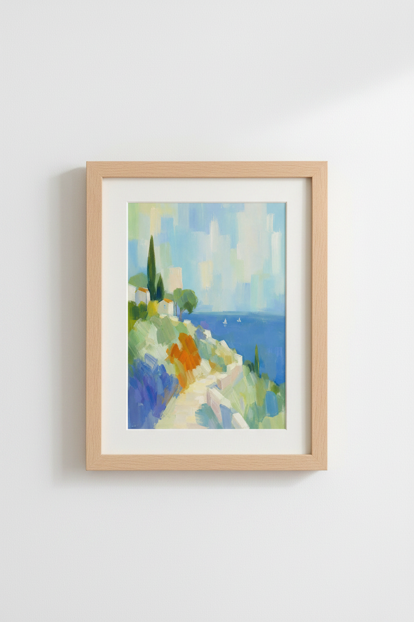 Coastal Abstract Art | Ocean Blues Shade, Living Room Decor | Modern Poster