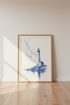 Lighthouse Stipple Art Print | Blue Nautical Coastal Decor | Maritime Poster