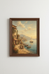 Seascape Ocean Vista | Impressionist Coastal Village Wall Art Print | Living Room Decor
