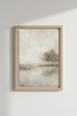 Misty Tree Landscape | Beige Minimalist Art, Neutral Modern Living Room Decor
