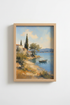 Coastal Landscape Art Print | Mediterranean Seaside Decor, Impressionist Poster