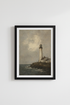 Lighthouse Oil Painting | Vintage Coastal Moody Landscape, Nautical Wall Art