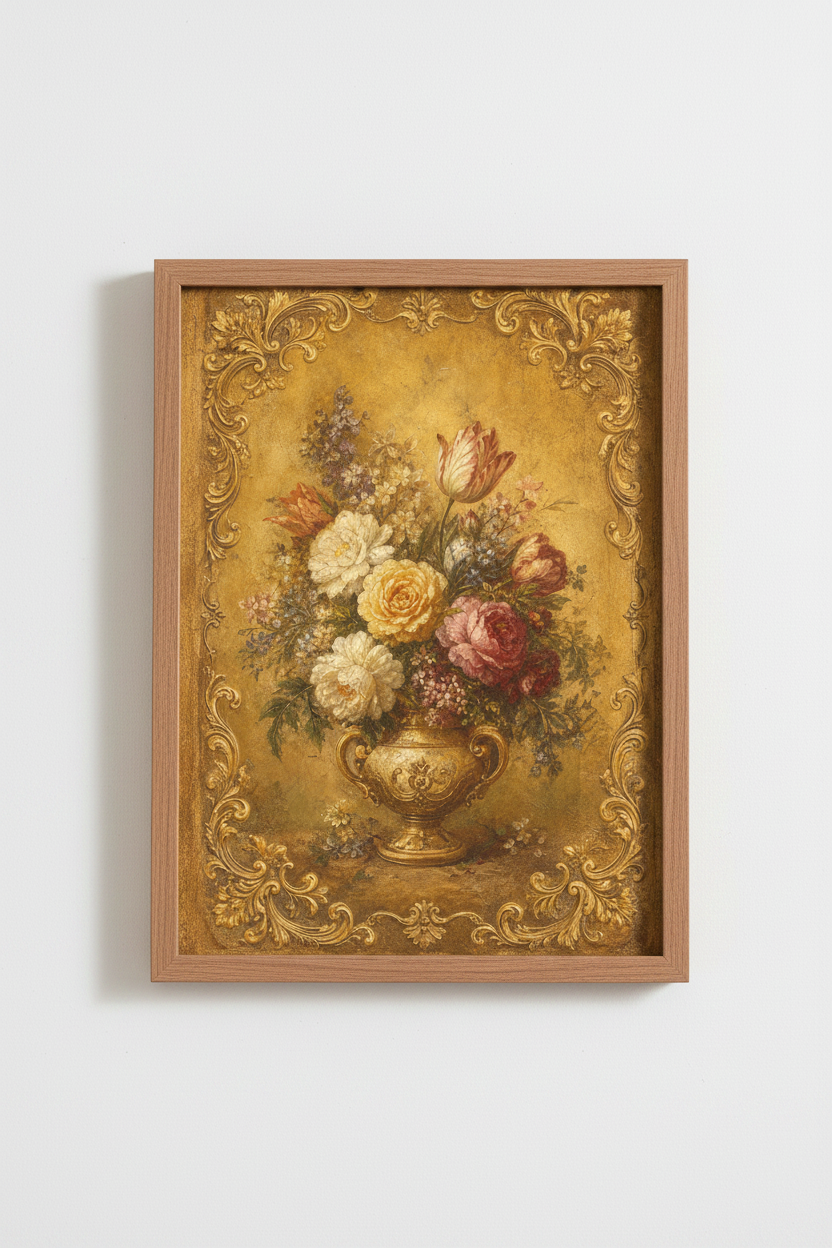 Antique floral Wall Art Print | Living Room Decor | Romantic Poster