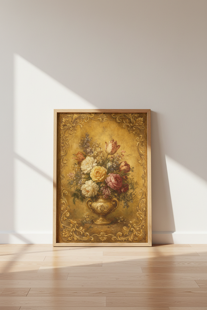 Antique floral Wall Art Print | Living Room Decor | Romantic Poster