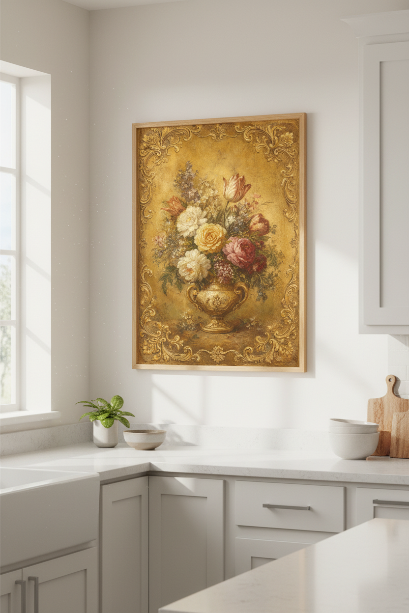 Antique floral Wall Art Print | Living Room Decor | Romantic Poster