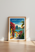 Saint Lucia Caribbean Wall Art Print | Tropical Travel Decor | Retro Beach Poster