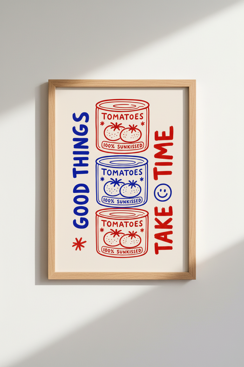 Retro Kitchen Wall Art Print | Vintage Tomato Poster, Mid Century Modern Food Decor